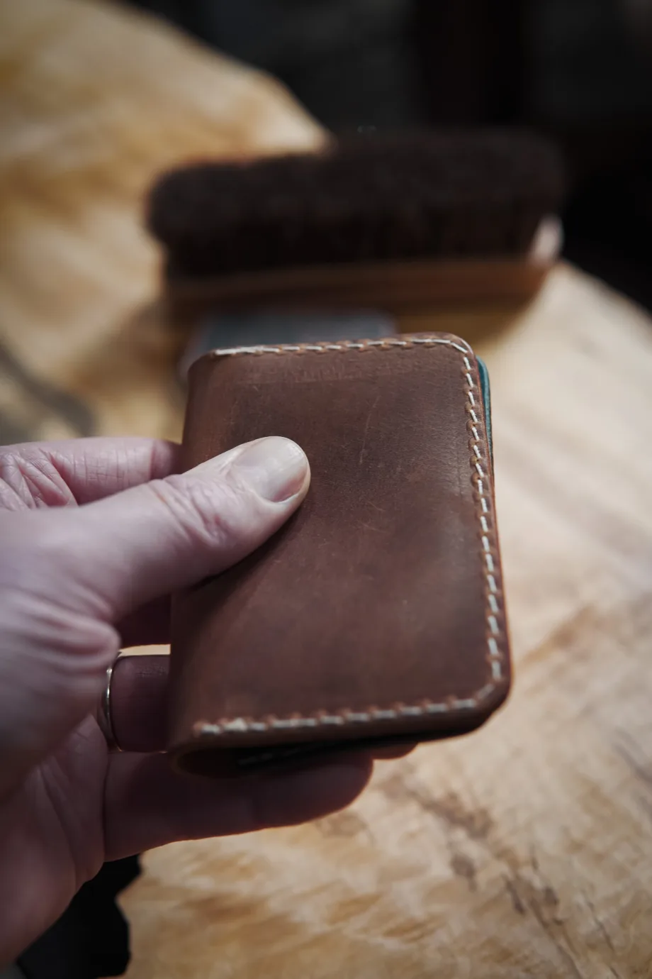 Minimalist Bifold Cardholder Closed Held in Hand