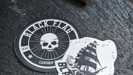 2 pack of Black Flag Leather Goods Stickers