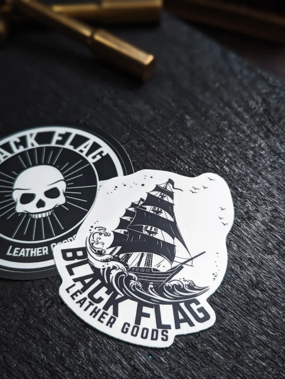 Black Flag Leather Goods Ship Logo Sticker
