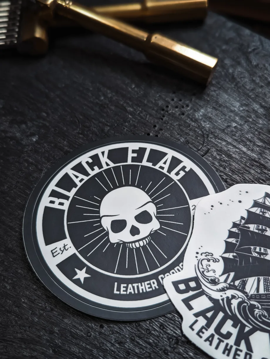 Classic Black Flag Leather Goods Skull Logo Sticker