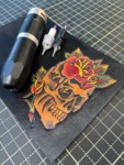 Leather tooling done by 21 Grams Leather Goods using The Leather Tattoo Machine 