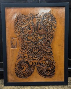 Leather tooling done by 21 Grams Leather Goods using The Leather Tattoo Machine 