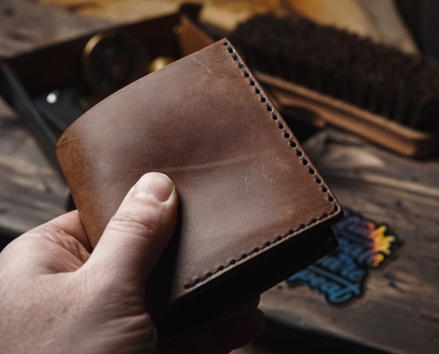A classic leather bifold wallet